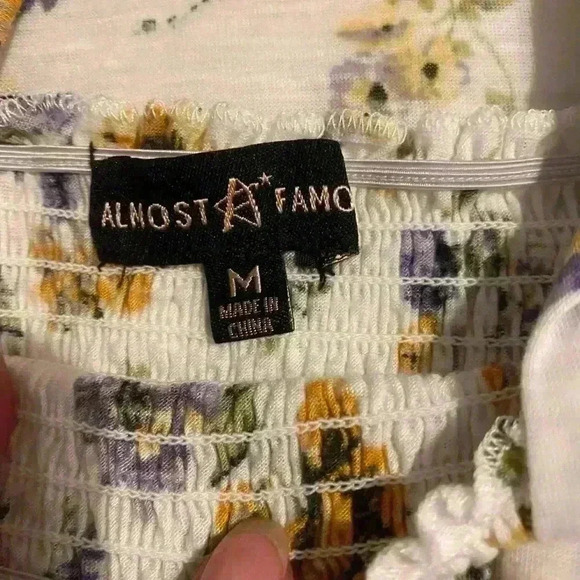 Purple & gold floral tube top & hi-Lo coverup that ties in front. Size medium - Picture 6 of 8